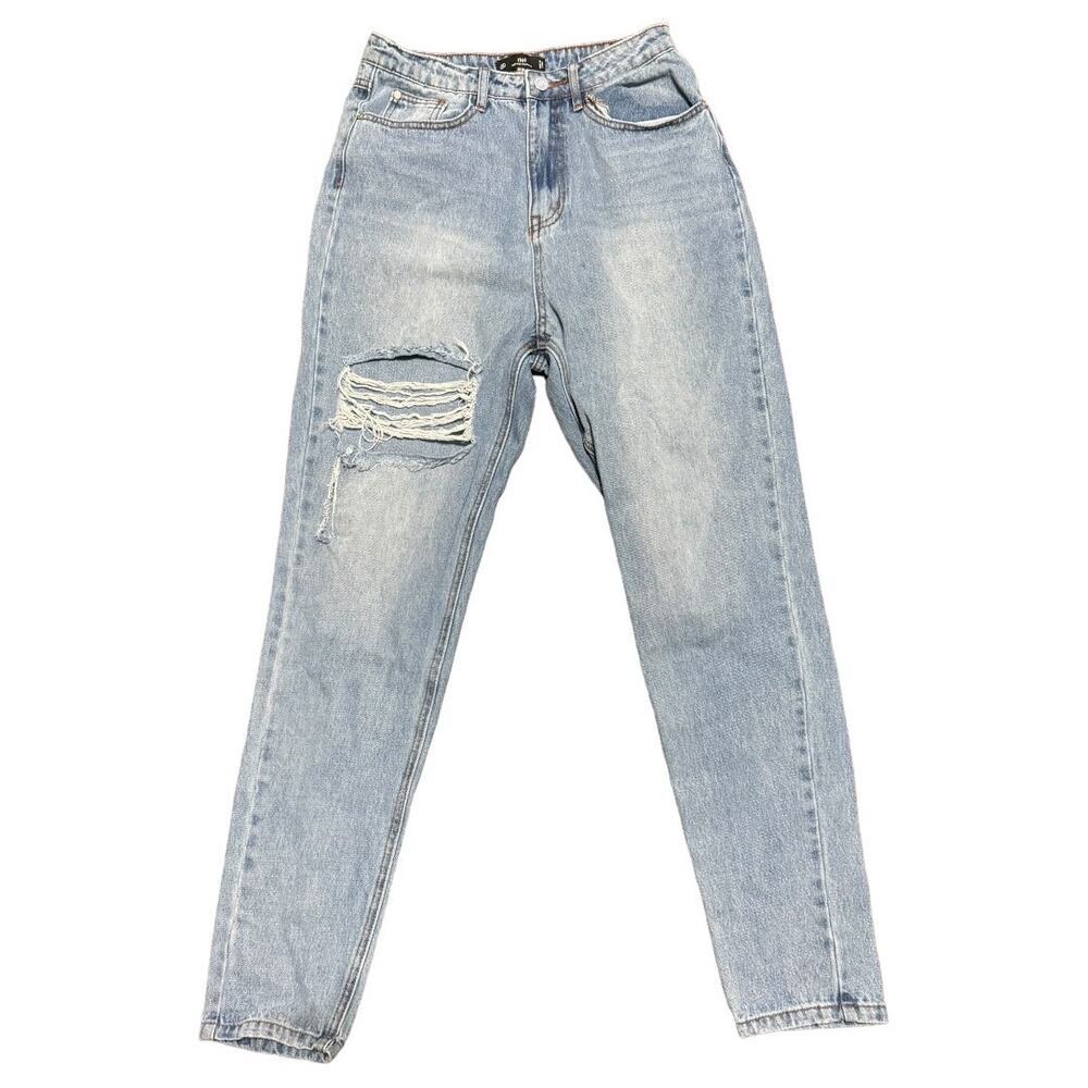 Misguided Riot Distressed High Rise Mom Jeans Sz 4